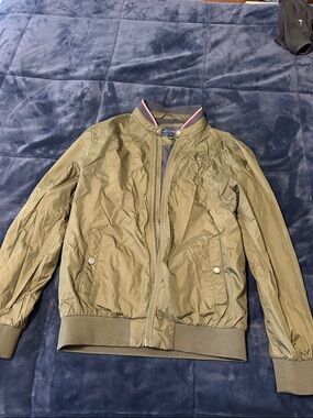 Tommy Hilfiger Olive Green Bomber with Flag Trim